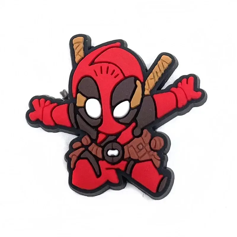 Shoe Charms MINISO 27pcs Avenger Series Set For Clogs Bogg Bag Bubble Slides Sandals PVC Shoe Decorations Beach Bag Accessories