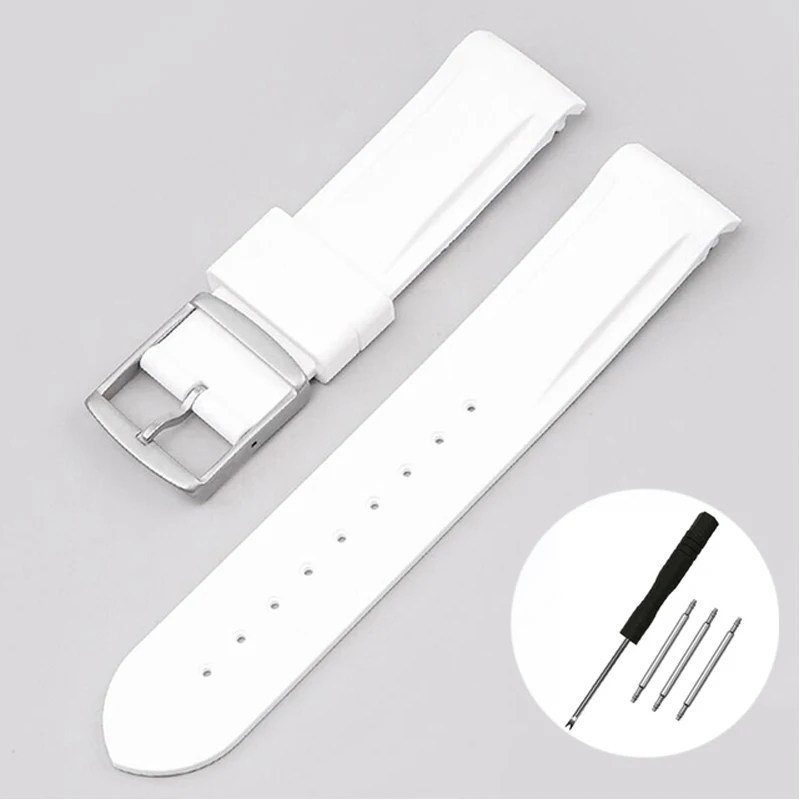 20mm Curved End Waterproof Rubber Sports Watch Strap