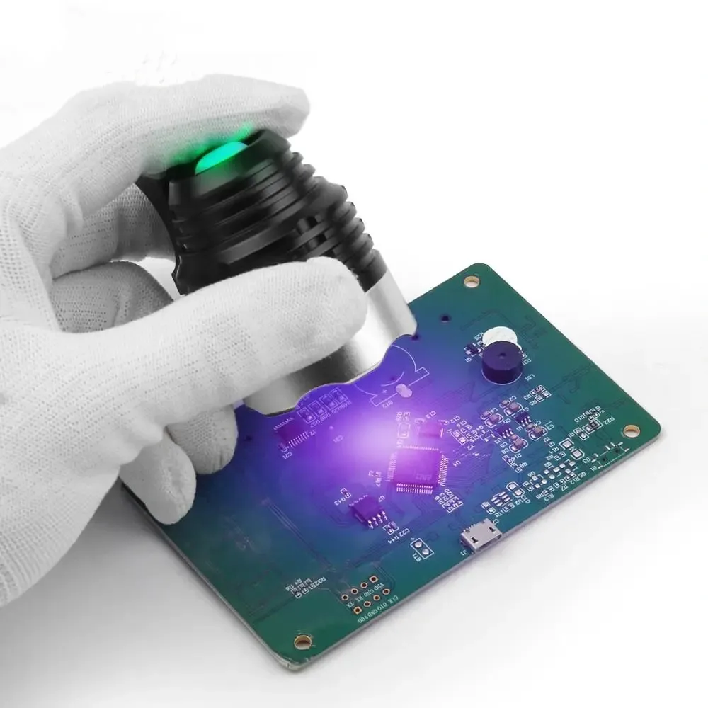 Dimmable USB rechargeable dual LED UV light 10s curing green solder mask oil flashlight repair tool spare parts