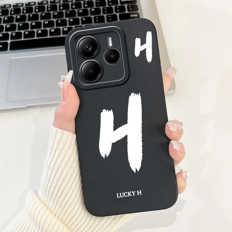 Cute Letters Soft Silicone Phone Case - Global Cover for Xiaomi Redmi Note 14 2025