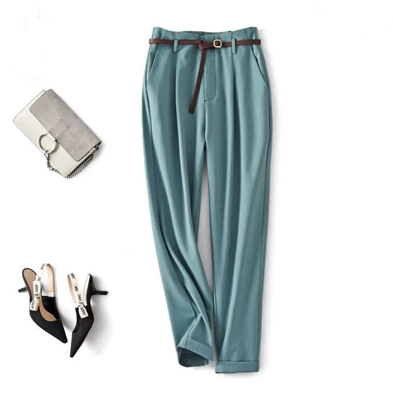 Women's Drapey Ankle Length Pants, Mid Waist, Tapered, All Matching, Spring, Summer, OL, Commuting