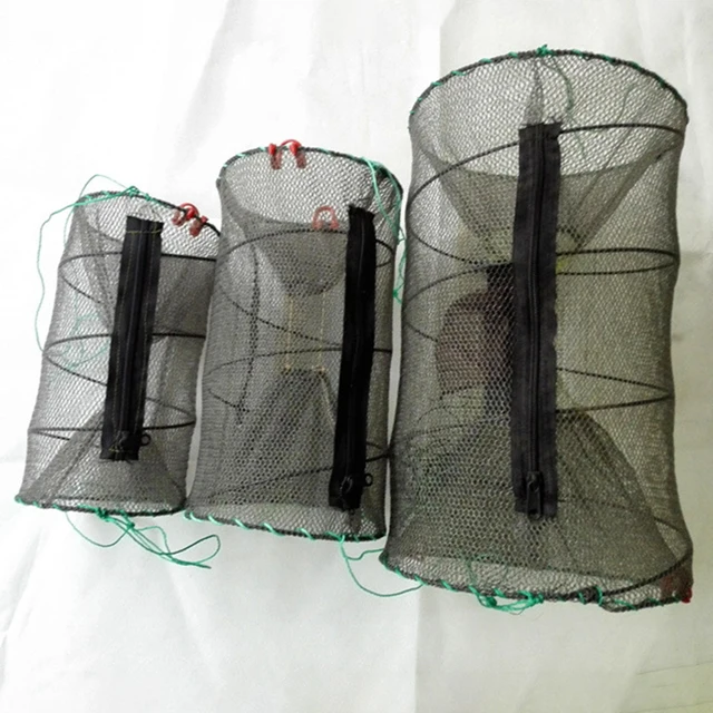 1Pcs Collapsible Steel Wire Nylon Net Fish Cage Mesh Fine Trap For Crab Shrimp And Crayfish Fishing Tackle Outdoor Enthusiasts 2