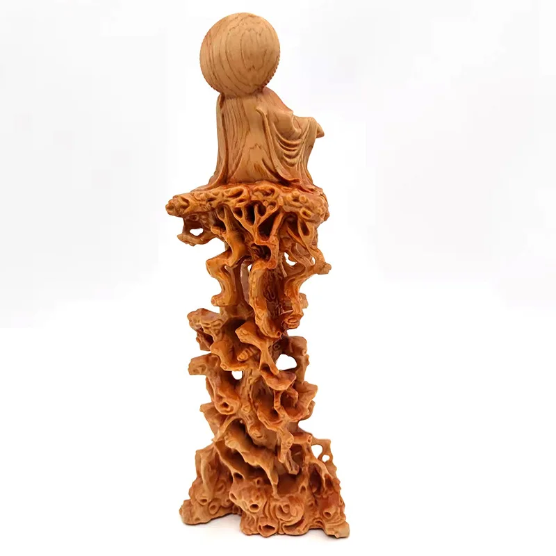 wood carving guanyin Decorative Statue Wooden Tree Vine Art Carving Home decorative figures feng shui Statue