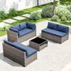 Rattan Outdoor Sectional Wicker Patio Conversation Set with Cushions and Coffee Table, Garden Sofas 6