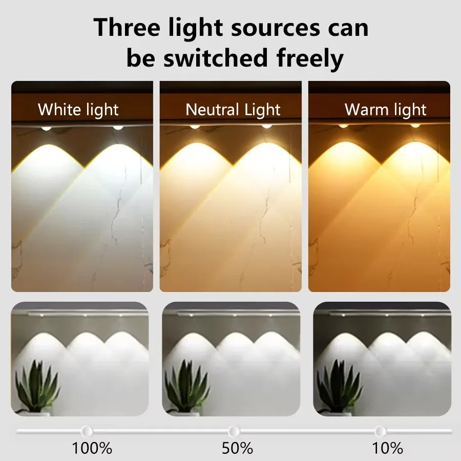 Motion Sensor LED Light Bar USB Rechargeable Portable Motion Sensor Night Light for Kitchens, Nightstands, Closets and Hallways