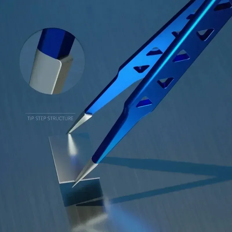 Precision Tweezers MECHANIC Aac-14 Non-magnetic High Hardness 8 Hollows Heat-dissipating Stainless Steel Phone PCB IC Chip Repair