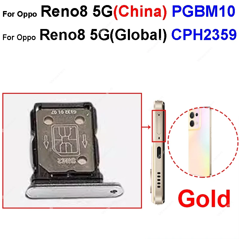 SIM カードトレイ OPPO リノ 8 8 Z Lite プロプラス 5 グラム