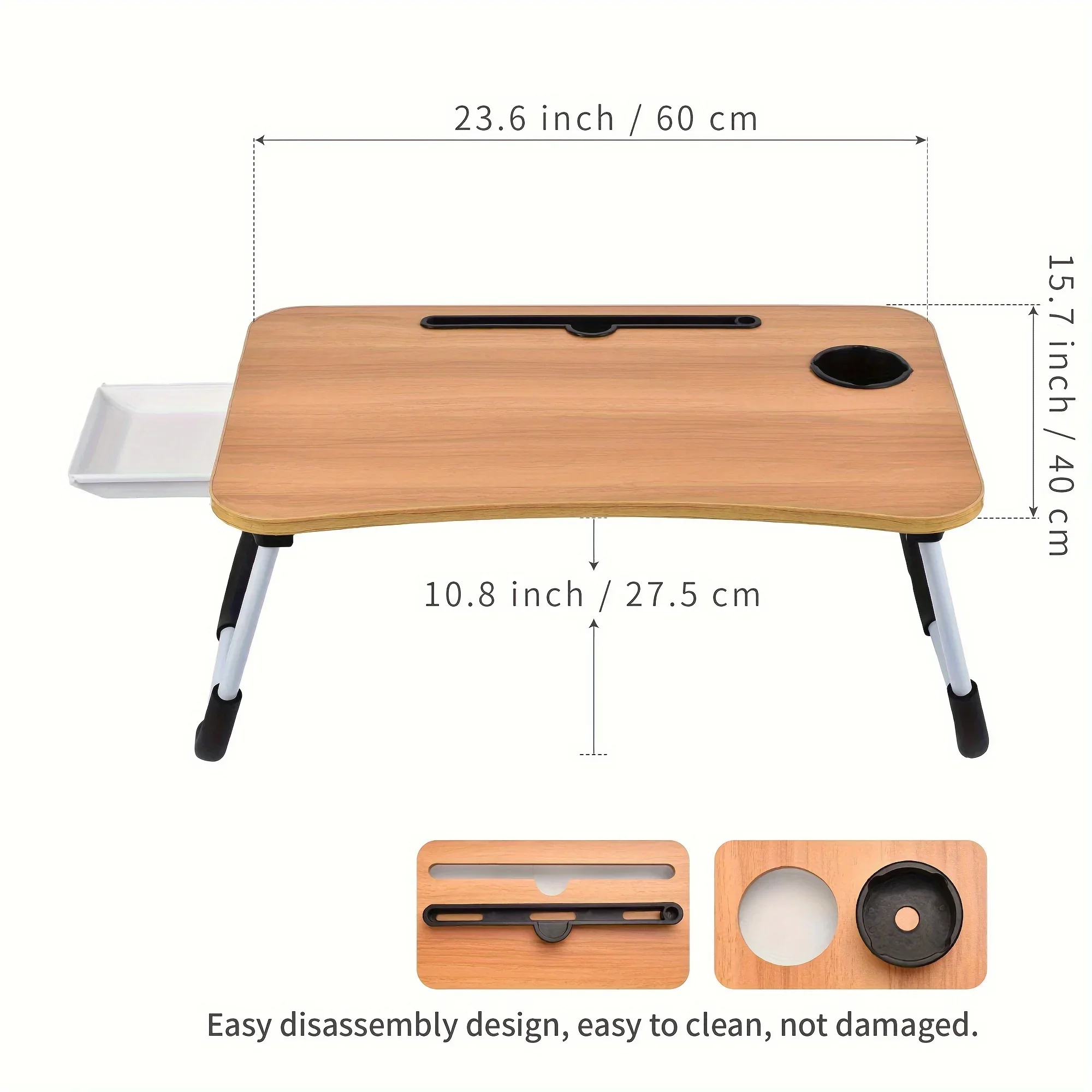 Laptop Bed Table Foldable Lap Table with Cup Holder Drawer Tablet Stand Laptop Bed Tray Portable Lap Foldable Legs