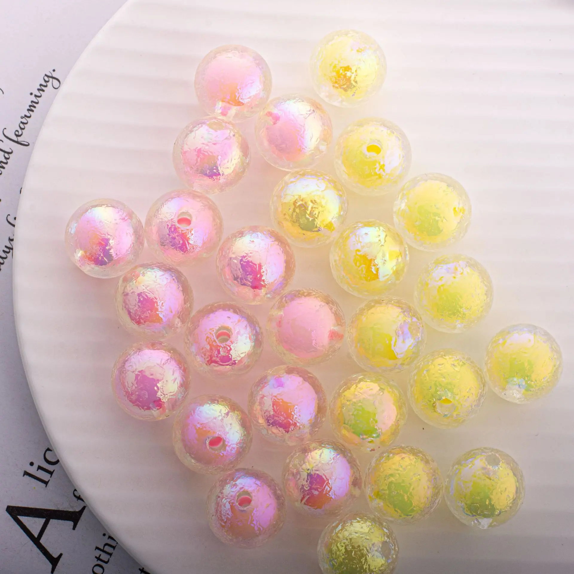 

New style 100pcs/lot 15.7mm uv color print geometry rounds shape acrylic straight holes beads diy jewelry garment accessory
