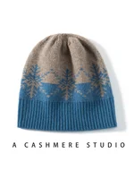 2023 Wool Cashmere Jacquard Knitted Beanies Women Snowflake Caps Christmas Present Hat Mens Winter Thick Cashmere Warm Bonnet 1