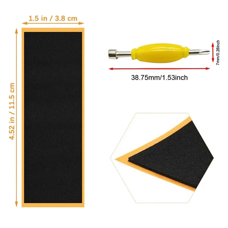 24 팩 핑거 보드 그립 테이프 스티커 폼 스티커 교체 + 핑거 스케이트 보드 용 스크루 드라이버 도구 너트 드라이버