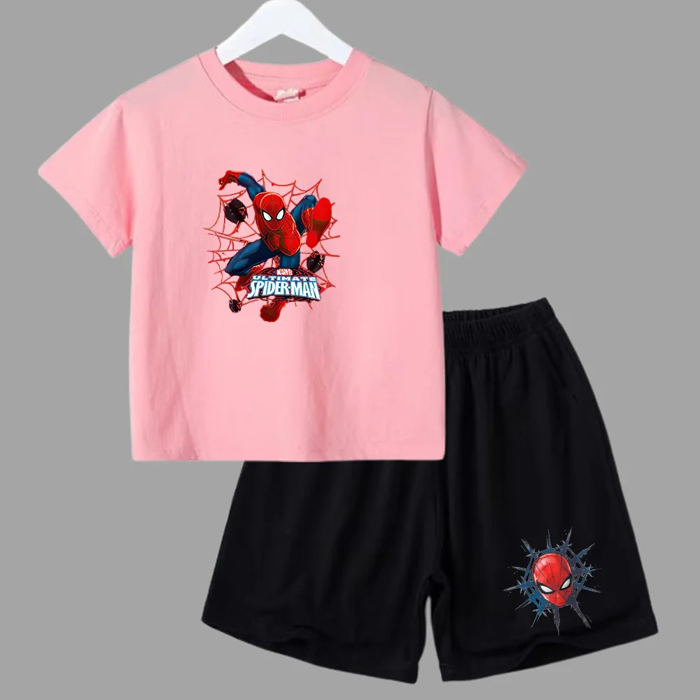 thumbnail image 1 of Conjunto de verano de Marvel Spider-Man para bebé adolescente, camiseta para niño, pantalones cortos, conjunto de 2 piezas, ropa deportiva de manga corta para niño y niña, marca de dibujos animados pa, 1 of 4