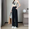 Women Suit Pants Lady Baggy High Waist Wide Leg Solid Color Trousers Female Designer Straight Leg Mom Classic Office Pant Slacks 6