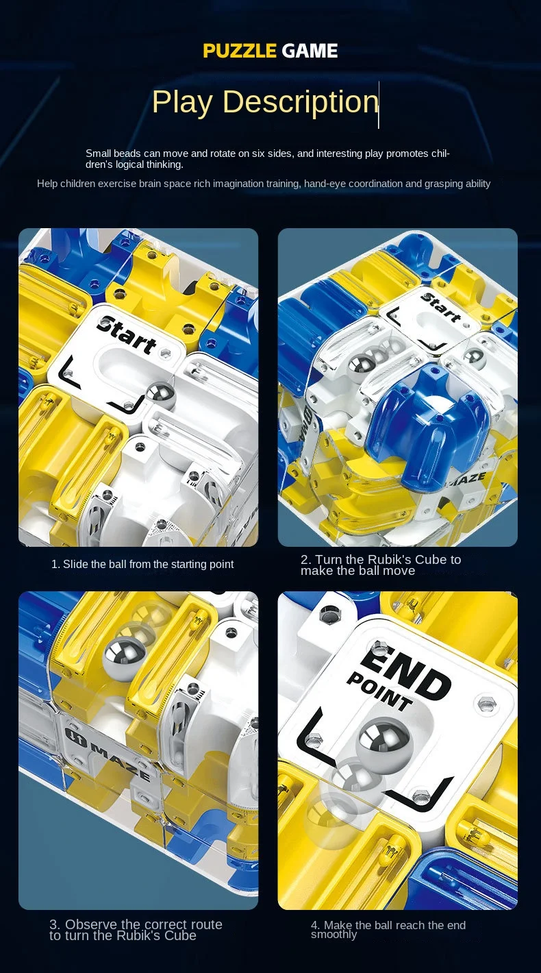 Laberinto 3D, cubo mágico, rompecabezas de juguete, laberinto, bola rodante, cubo mágico, liberación de estrés, autismo, ansiedad, alivio para niños y adultos, juguetes antiestrés