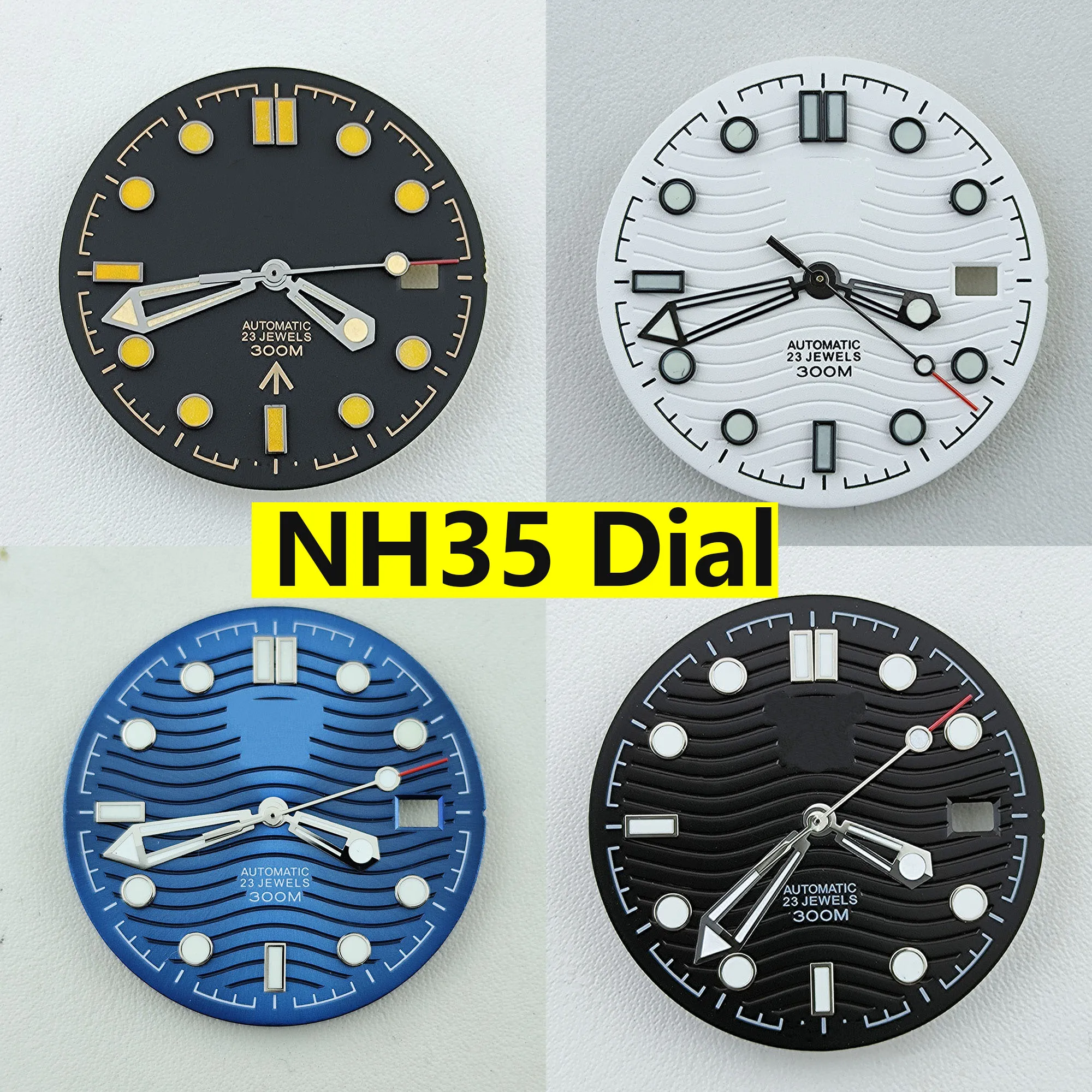 NH35 다이얼 S 다이얼 남성용 시계 다이얼, 31mm 다이얼, 파란색 발광 다이얼, NH35 NH36 무브먼트 시계 액세서리에 적합