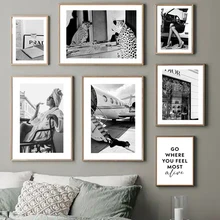 

Fashion Woman Leopard Wine Luxury Black White Wall Art Canvas Painting Nordic Posters And Prints Wall Pictures Living Room Decor