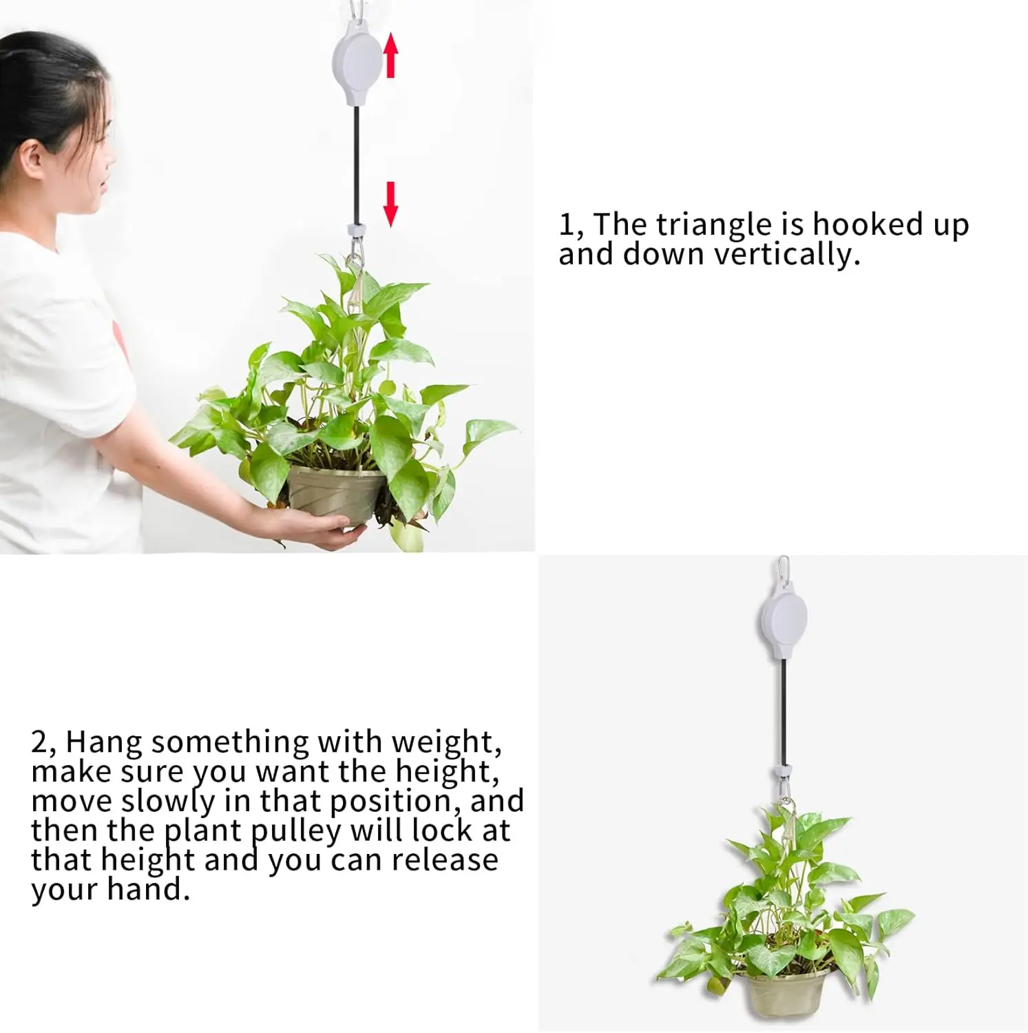 Retractable Plant Hanger Hook for Easy Reach of Hanging Baskets and Bird Feeders
