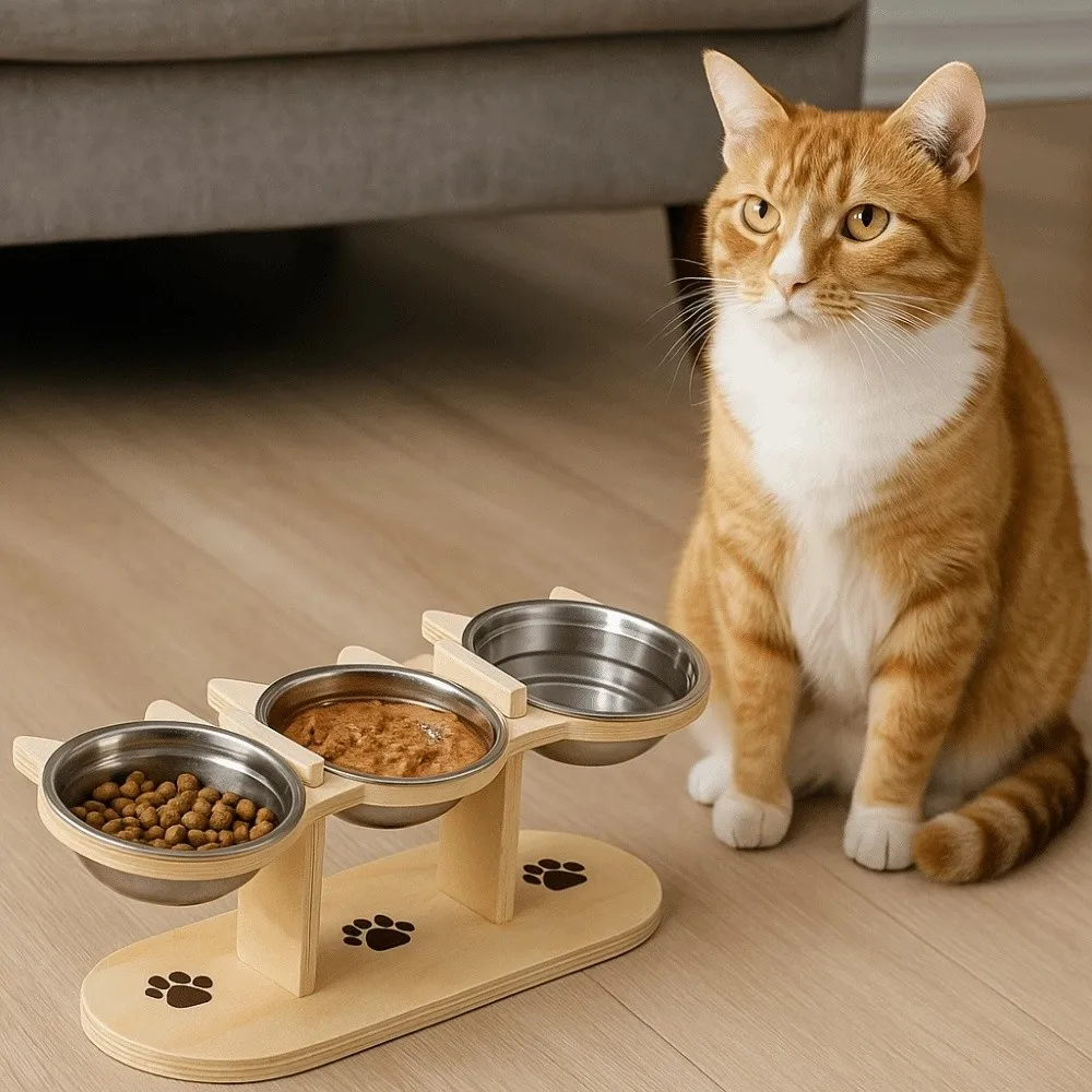 15 ° Slant Pet High Footed Bowl Anti-flip Non-Slip Cat Food Water Bowl Anti-vomiting Multifunction Elevated Pet Feeder Bowl