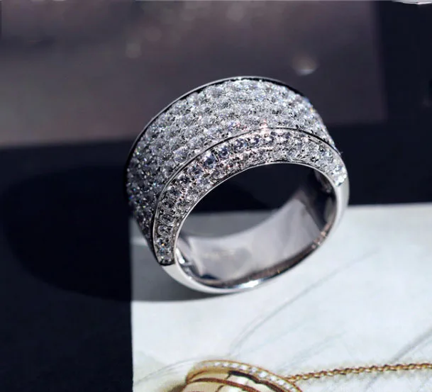925 Sterling Silver Wedding Eternity Rings Zirconia Men 3ct CZ Crystal