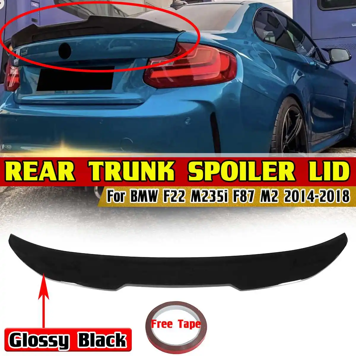 

New M23 PSM Style Car Rear Trunk Spoiler Lip Boot Wing Lip For BMW F22 M235i F87 M2 2014-2018 Car Rear Spoiler Wing Trunk Lip