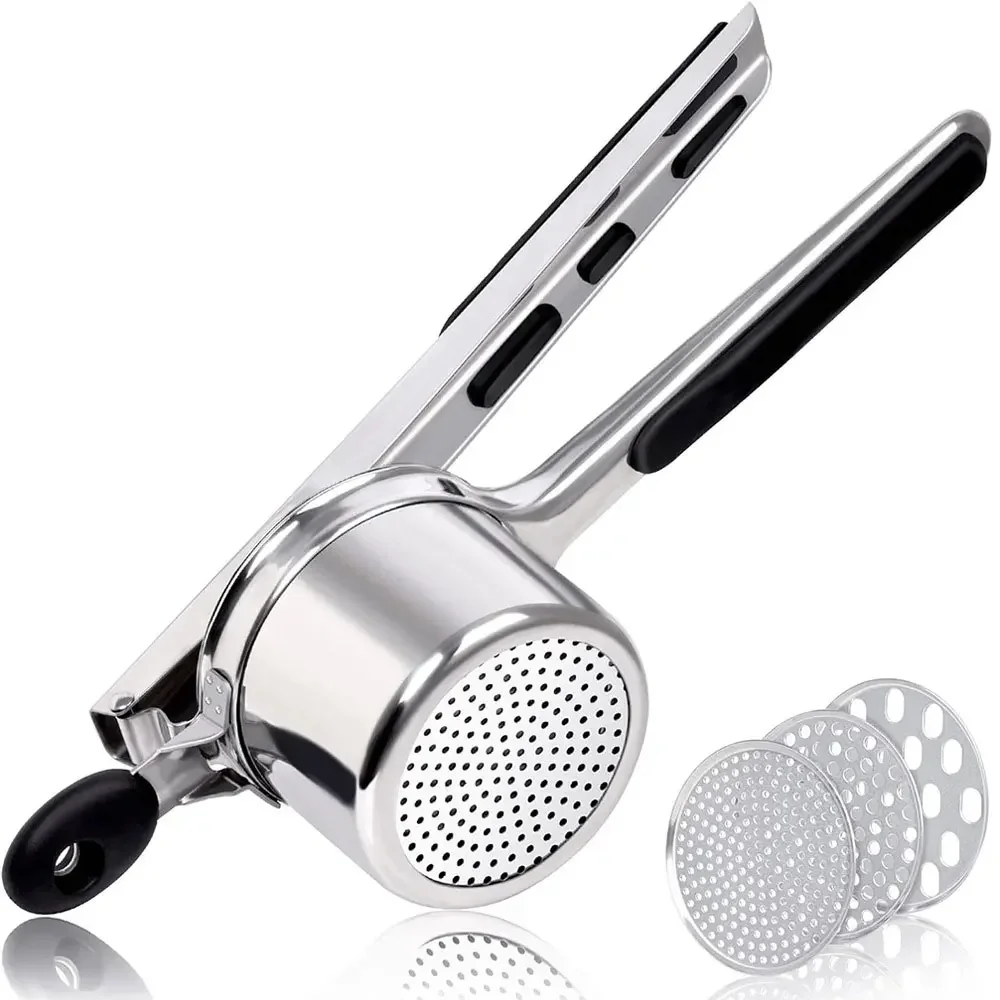 Description Picture 5 of itemStainless Steel Potato Masher Manual Press French Fries Cutter Dispenser Crusher Making Squeezer With 3/4 Interchangeable Discs