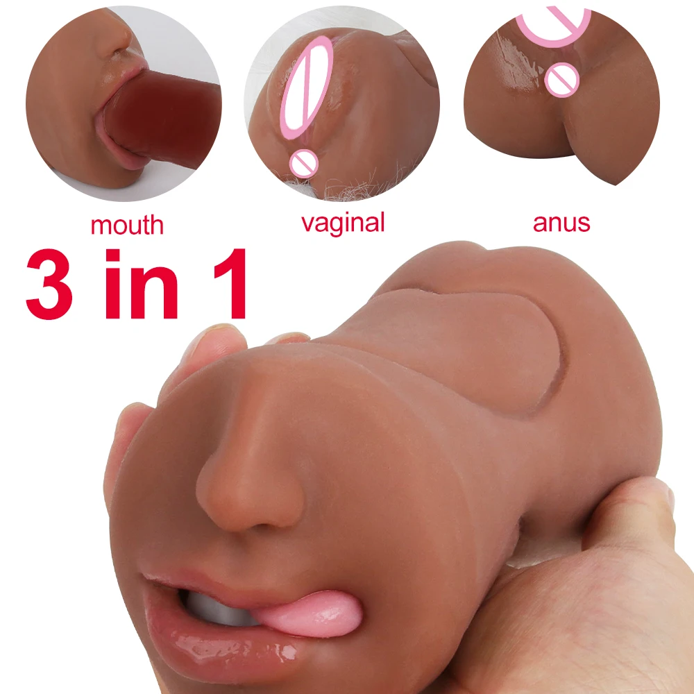 3-in-1 Künstliche Vagina muschi Männer Realistische Oral Anal Deep Throat Silikon jerkmate Masturbator Penetration Sex Spielzeug Erwachsene männlichen 1