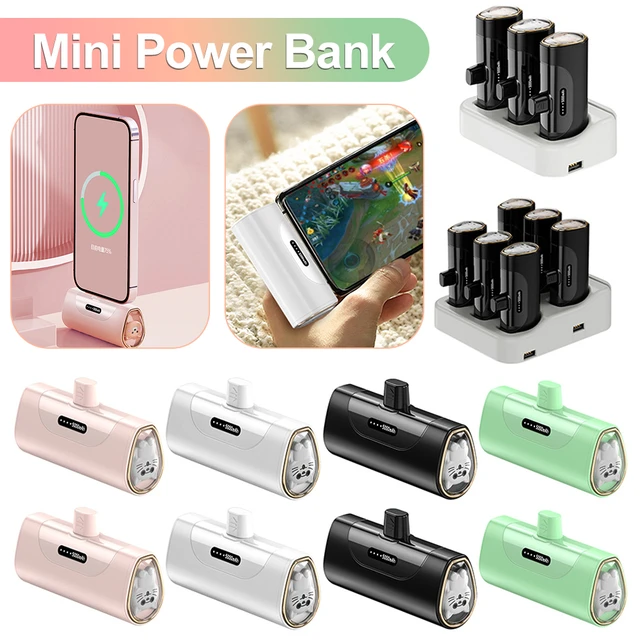 Mini Power Bank Type-C/for iPhone 2.1 A Fast Charging Portable Emergecy  Battery Backup Charger 5000mAh Wireless Capsule Charger