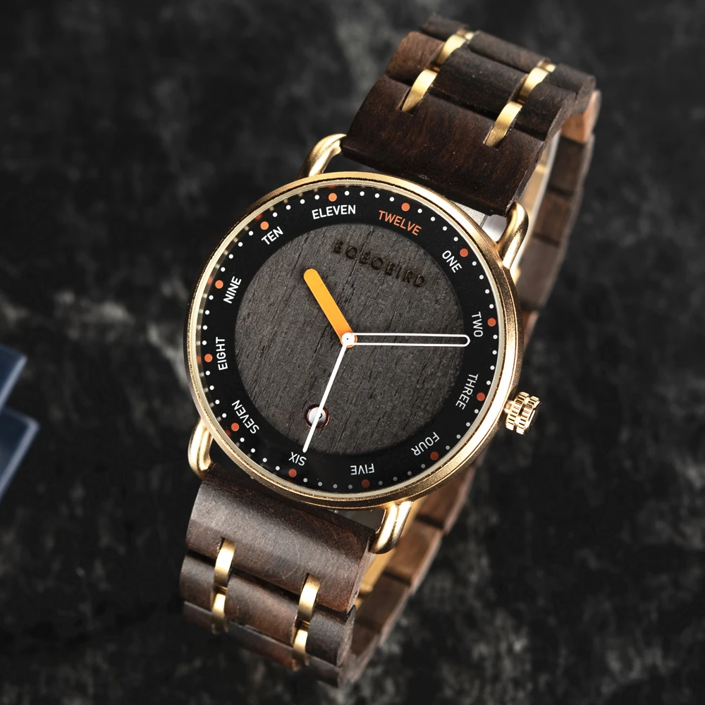 Men Watches BOBO BIRD Wooden Quartz Watch Date Display Casual Customized Wristwatch For Men Unique Custom Holiday Christmas Gift 3