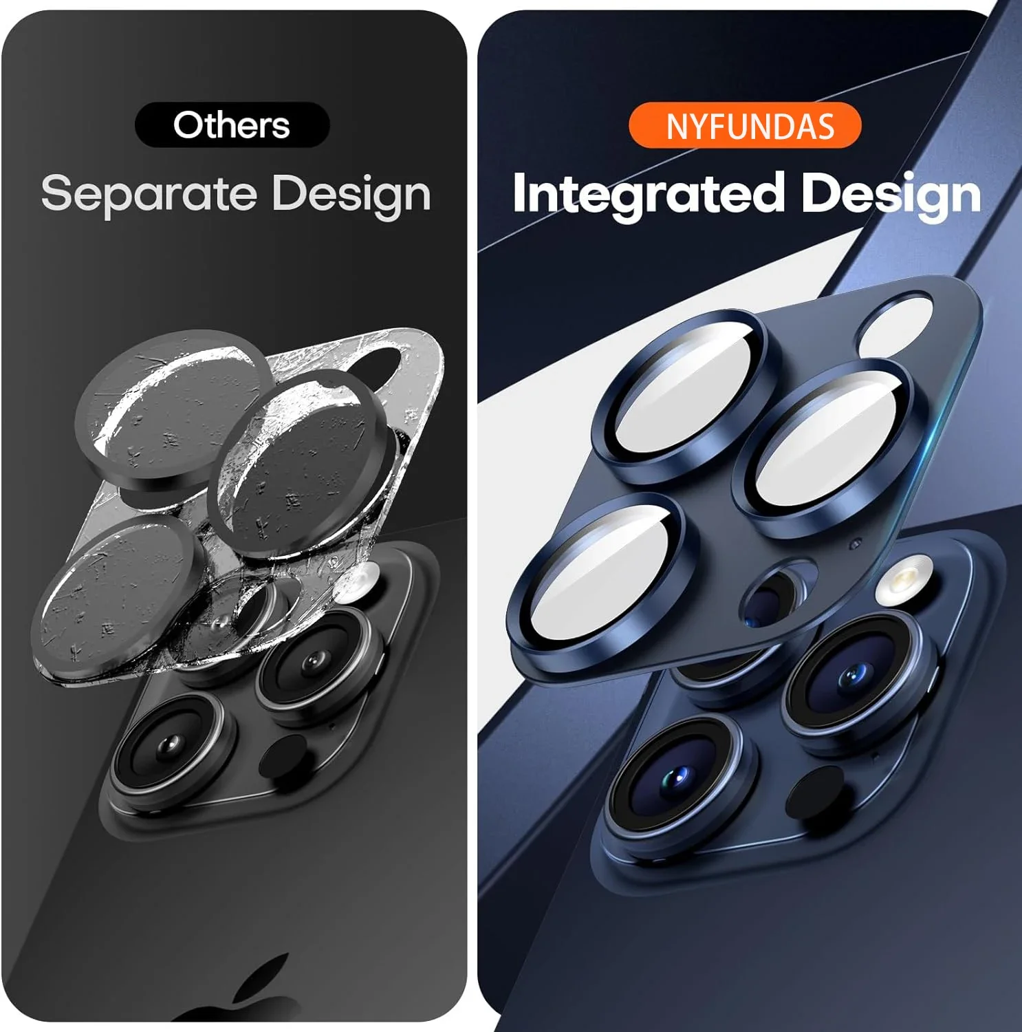 Blue Titanium Tempered Glass Camera Lens Protector Cover