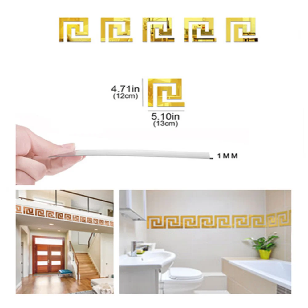 3 Sizes Acrylic Wall Mirror 3D Sticker DIY Wall Decor with Adhesive