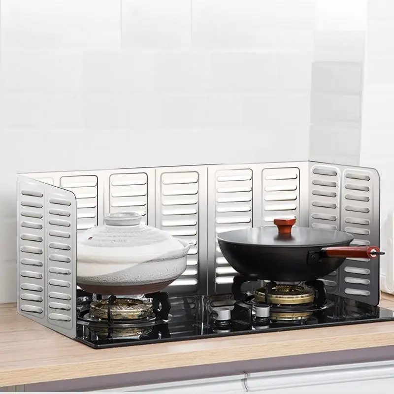 3 Sided Oil Splatter Guard Kitchen Aluminum Foil Anti Splatter Shield Guard Grease for Stove Top and Frying Pan