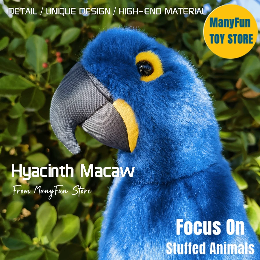 Hyacinth Macaw Peluche High Fidelity Blue Macaw Parrot Plushie Tucano Peluche Realistici Animali Di Peluche Simulazione Kawai Doll