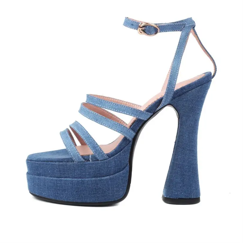 

High Heeled Women Sandals 2023 Summer New Style Fashion Waterproof Platform 40-44 Plus Size Party Open Toe Sexy lady Shoes