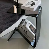 Table basse moderne minimaliste en acrylique transparent, table de chevet transparente pour salon, chambre à coucher, petite table d'angle pour canapé 2