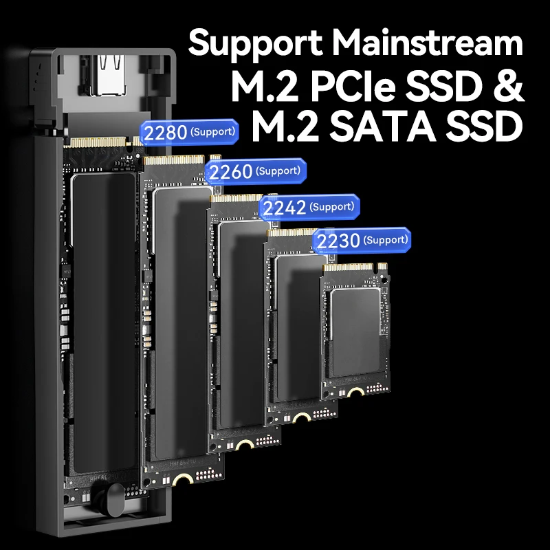 EAGET M.2 PCIE SSD Case NVME Dual Protocol M.2 to USB Type C 3.1 SSD Adapter for NVME PCIE NGFF SATA Disk Box Case