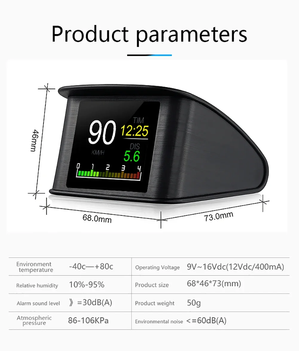 OBD HUD P10 Pro OBD2 Smart Digital Meter Head Up Display Digital Speedometer On