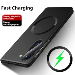 Magsafe-Compatible Magnetic Frosted Metal Case with Wireless Charging for Samsung Galaxy Z Flip 5 (Black)