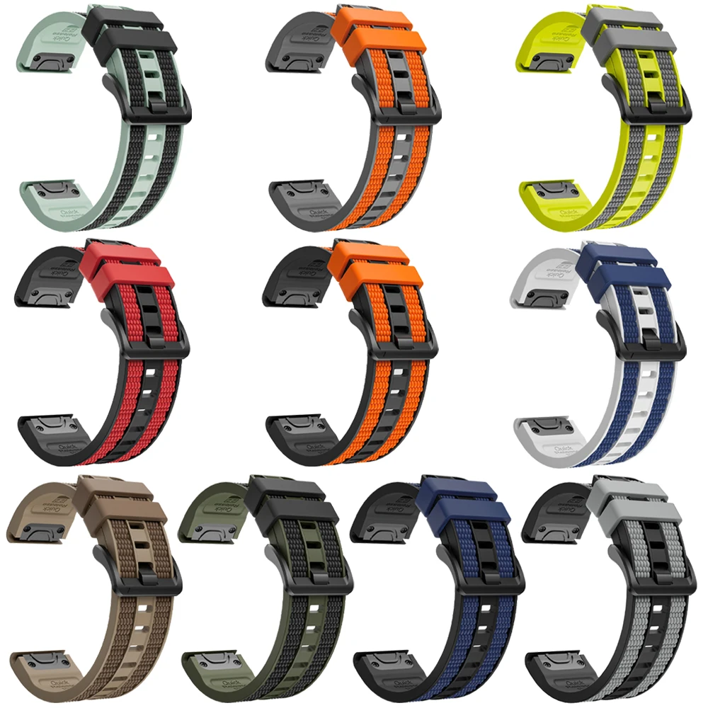 Versatile QuickFit Silicone Sports Strap (22mm & 26mm) in Black