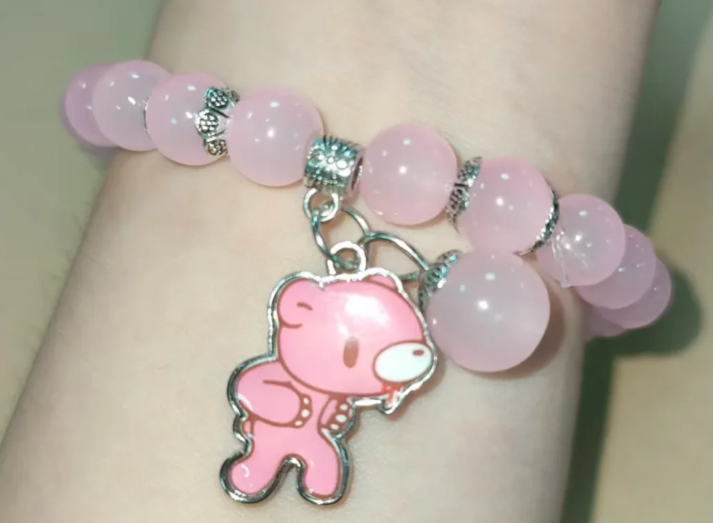 Chic Multi-Colored Beaded Bracelet with Adorable Bear Pendants