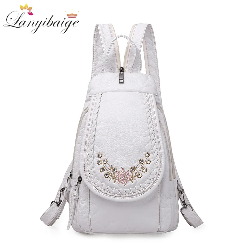 New Ladies Soft Washed Leather Backpack 3-in-1 Cute Cat Women Bagpack Small Travel For Girls Sac a dos Mochila Feminina |