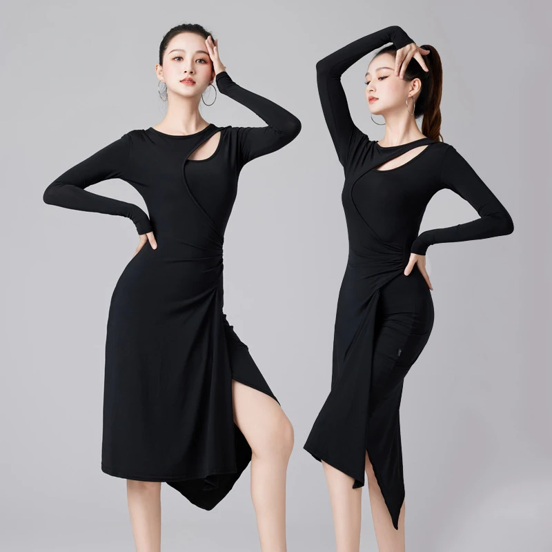 Latin dance uniform dress for adult competition dance uniform practice national standard dance fringe dress