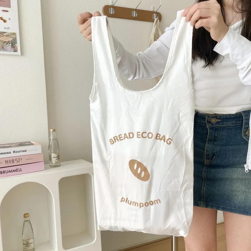 French Baguette Inspired Foldable Shopping Bag Cartoon Design Portable Large Capacity Handheld Eco Bag