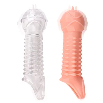 18cm Penis Extender Sleeve Reusable Condoms Penis Enlargement Delay Ejaculation Sex Toys For Men Adult Sexy Products Sex Shop 2