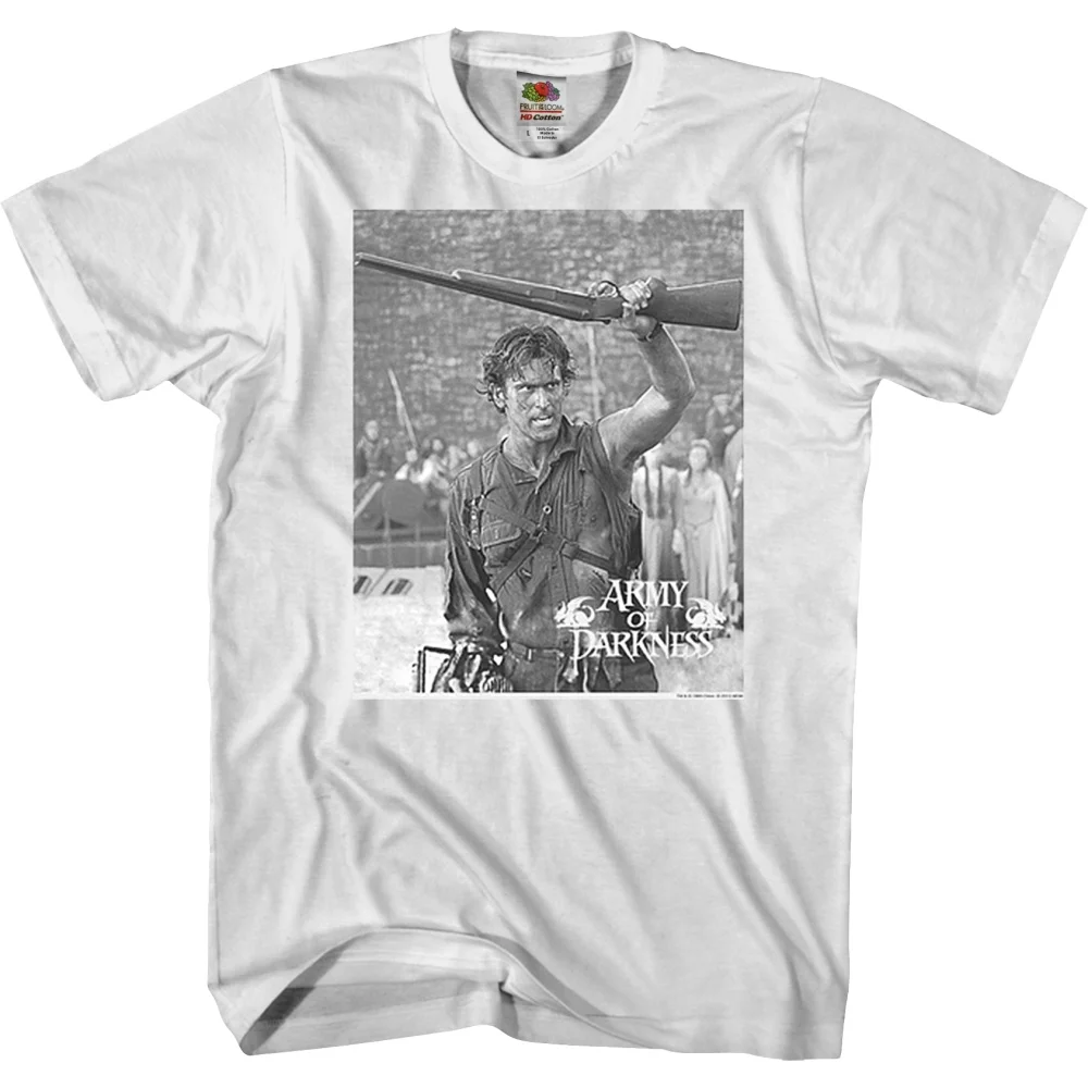 T-Shirt Army Of Darkness In Bianco E Nero Boom Stick