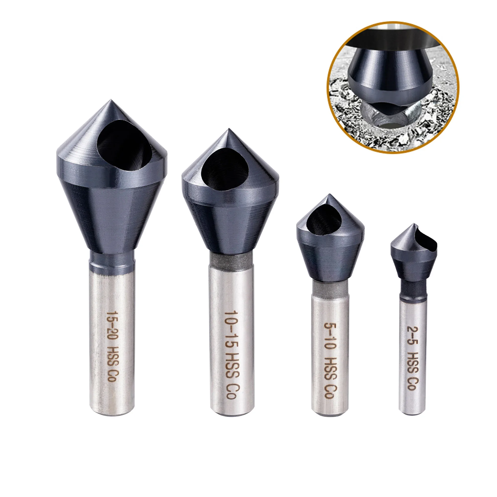 1 pc 3 Fluiten 90 Graden Ontbramen Afschuining Cutter 6.3-40mm M35 Cobalt Verzinkboor Ruimen Boor for Rvs Metaalbewerking(25mm