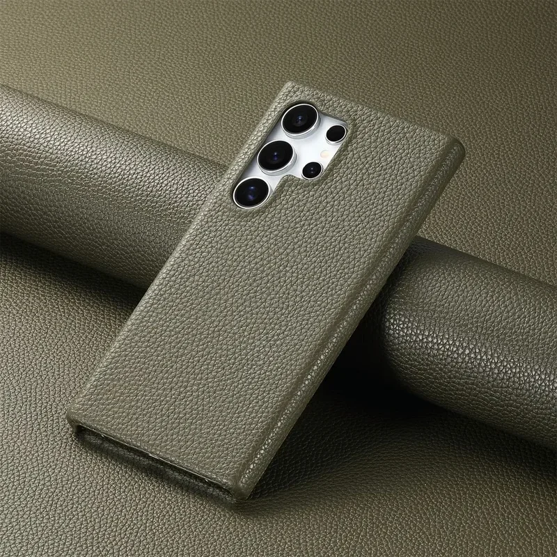Litchi Pattern Leather Oil Edge Hard Shell Case