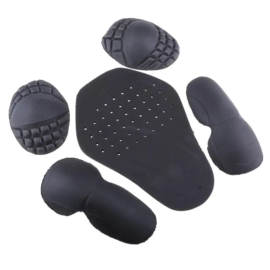 5pcs Motorcycle Riding Shoulder Elbow Back Protection Insert Pad Racing Safty Gear