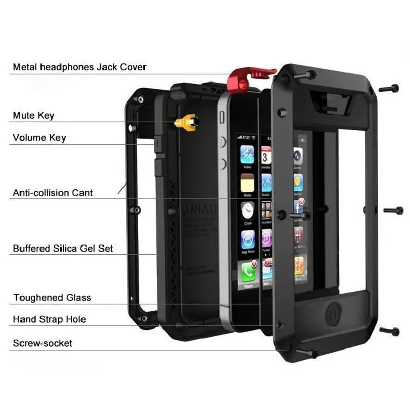 Durable Metal Aluminum Shockproof Phone Case for iPhone