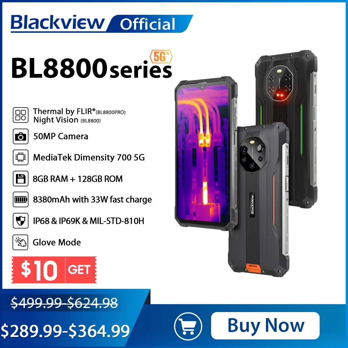 atFoliX Pellicola Vetro per Blackview BL8800 Pro 9H