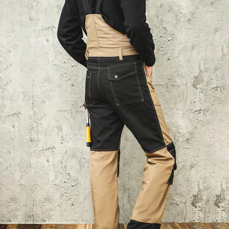 Denim Overalls Cotton Overalls Men Workwear Mechanic Welding Overalls with Knee Pads Multi-Pocket Bib Men Work Wear